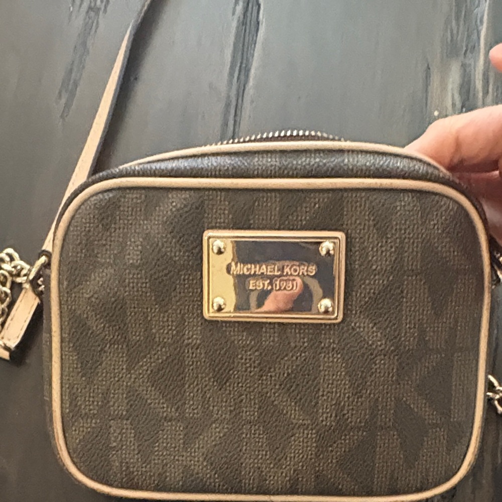 Michael Kors Dark Brown Crossbody with Gold Accents